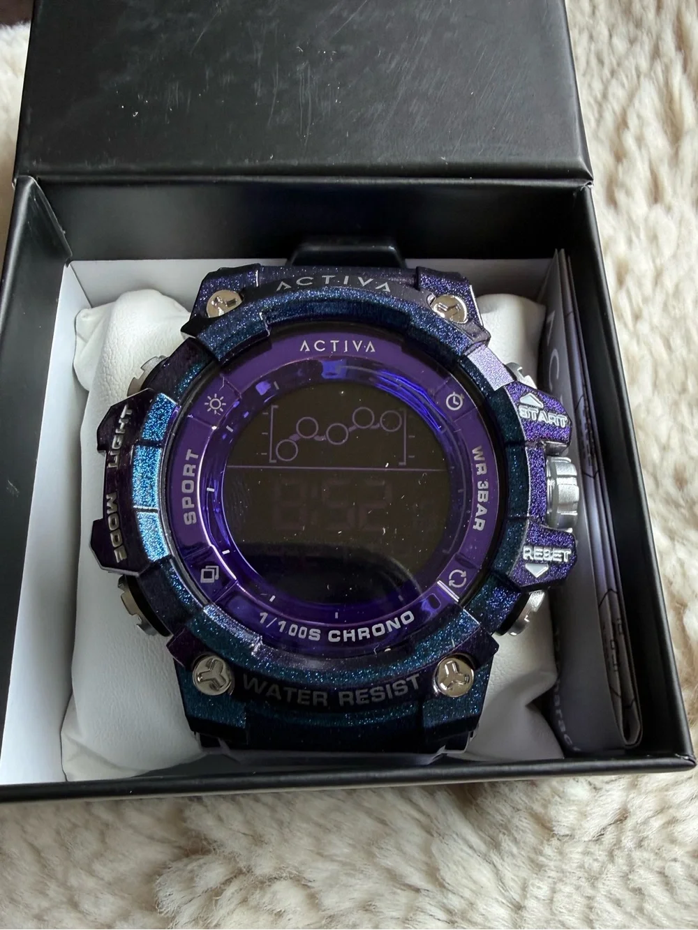 Ativa x Digital Summit NIBMetallic Purple and Blue Digital Sport Watch